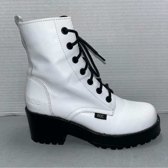 ROC Womens Chisel White Leather Lace Up Ankle Platform Booties Size US 7.5/EU 38 - Picture 8 of 11